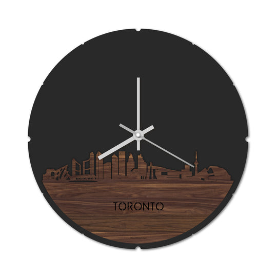 Skyline Klok Rond Toronto Noten houten cadeau decoratie relatiegeschenk van WoodWideCities
