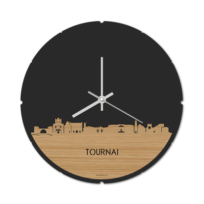 Skyline Clock Round Tournai Bamboo