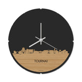 Skyline Klok Rond Tournai Bamboe houten cadeau decoratie relatiegeschenk van WoodWideCities