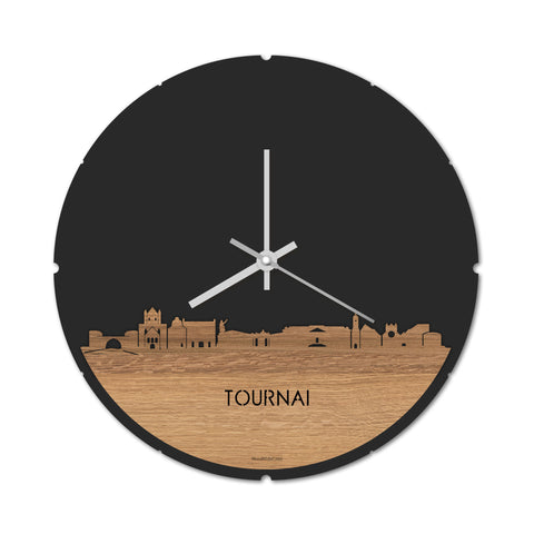 Skyline Klok Tournai Eiken houten cadeau decoratie relatiegeschenk van WoodWideCities