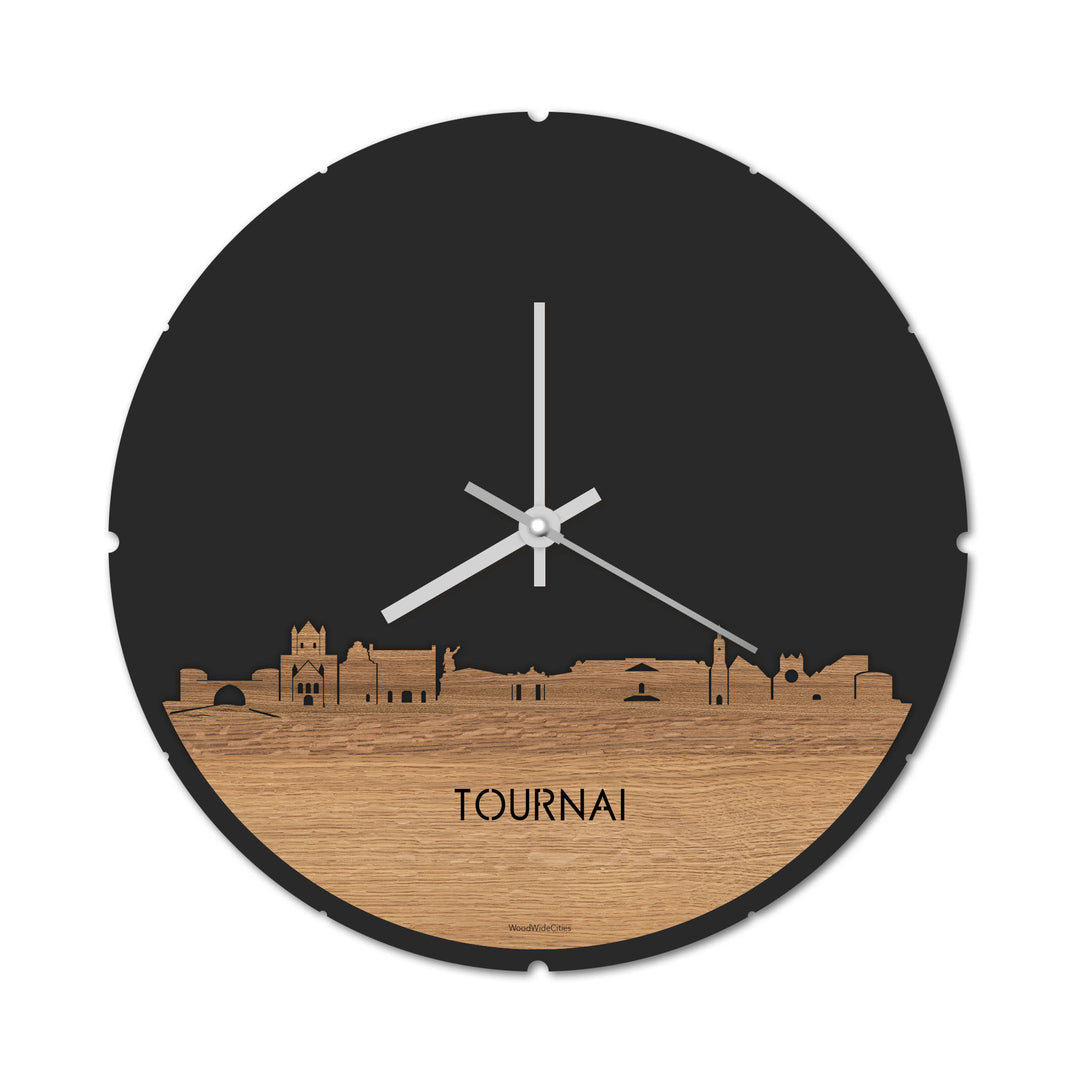 Skyline Klok Tournai Eiken houten cadeau decoratie relatiegeschenk van WoodWideCities