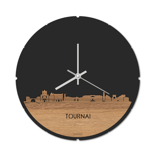 Skyline Klok Tournai Eiken houten cadeau decoratie relatiegeschenk van WoodWideCities