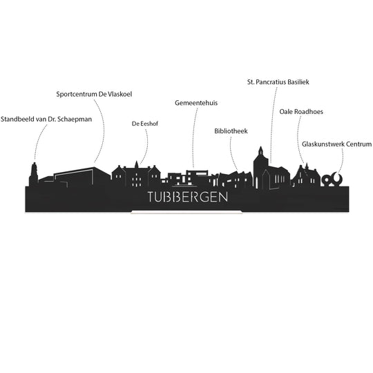 Skyline Klok Rond Tubbergen Metallic Goud gerecycled kunststof cadeau decoratie relatiegeschenk van WoodWideCities