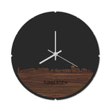Skyline Klok Rond Tubbergen Noten houten cadeau decoratie relatiegeschenk van WoodWideCities