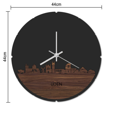 Skyline Klok Rond Uden Eiken houten cadeau decoratie relatiegeschenk van WoodWideCities