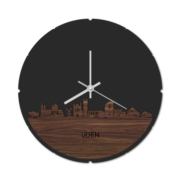 Skyline Klok Rond Uden Noten houten cadeau decoratie relatiegeschenk van WoodWideCities