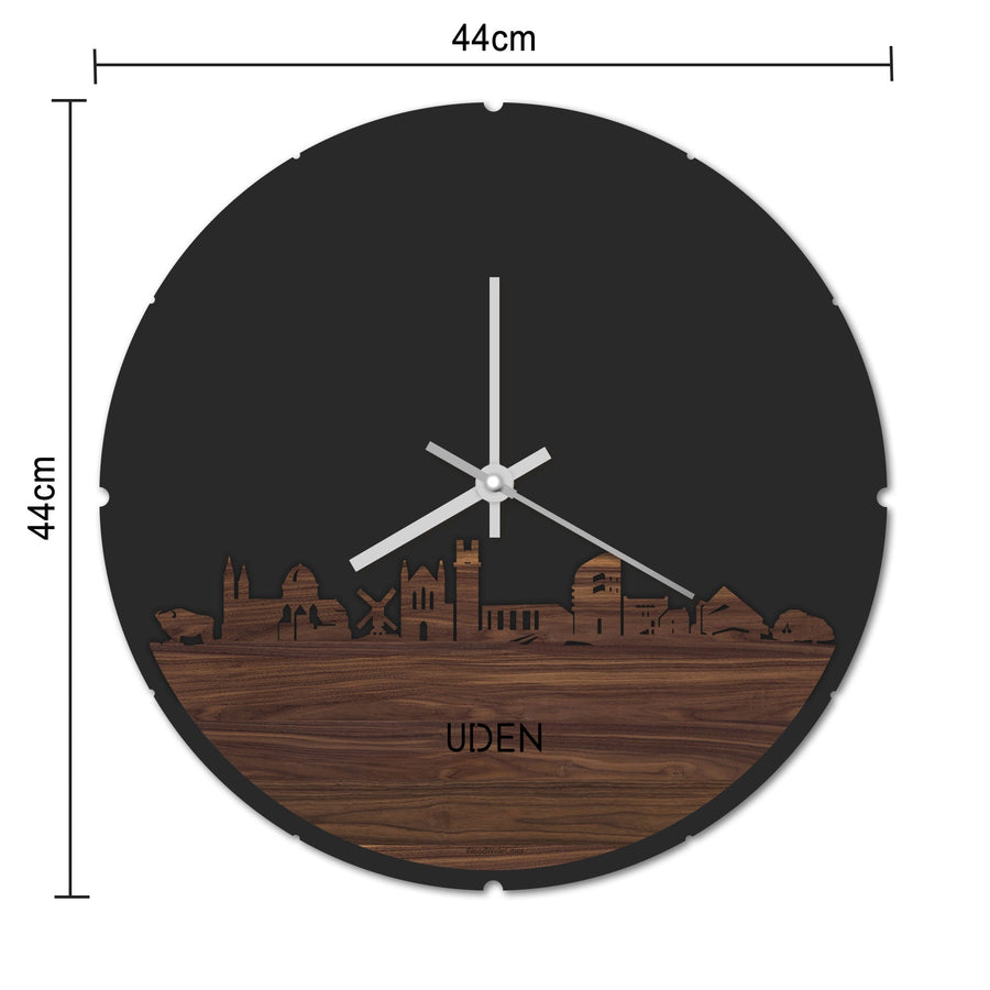 Skyline Klok Rond Uden Wit glanzend gerecycled kunststof cadeau decoratie relatiegeschenk van WoodWideCities
