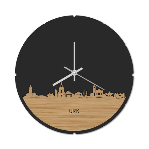 Skyline Klok Rond Urk Bamboe houten cadeau decoratie relatiegeschenk van WoodWideCities