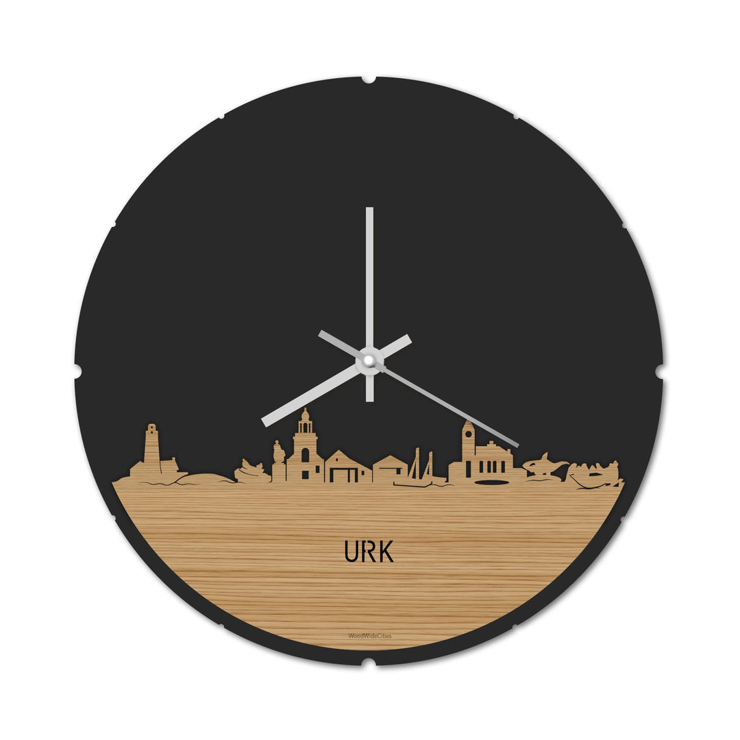 Skyline Klok Rond Urk Bamboe houten cadeau decoratie relatiegeschenk van WoodWideCities