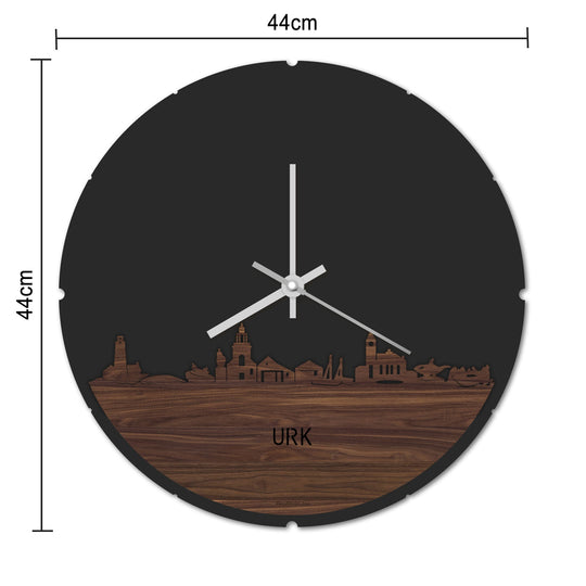 Skyline Klok Rond Urk Noten houten cadeau decoratie relatiegeschenk van WoodWideCities