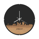Skyline Klok Rond Utrecht Eiken houten cadeau decoratie relatiegeschenk van WoodWideCities