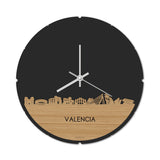 Skyline Klok Rond Valencia Bamboe Bamboe  houten cadeau decoratie relatiegeschenk van WoodWideCities