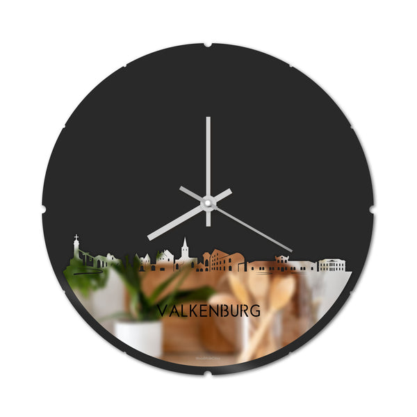 Skyline Klok Rond Valkenburg Spiegel gerecycled kunststof cadeau decoratie relatiegeschenk van WoodWideCities