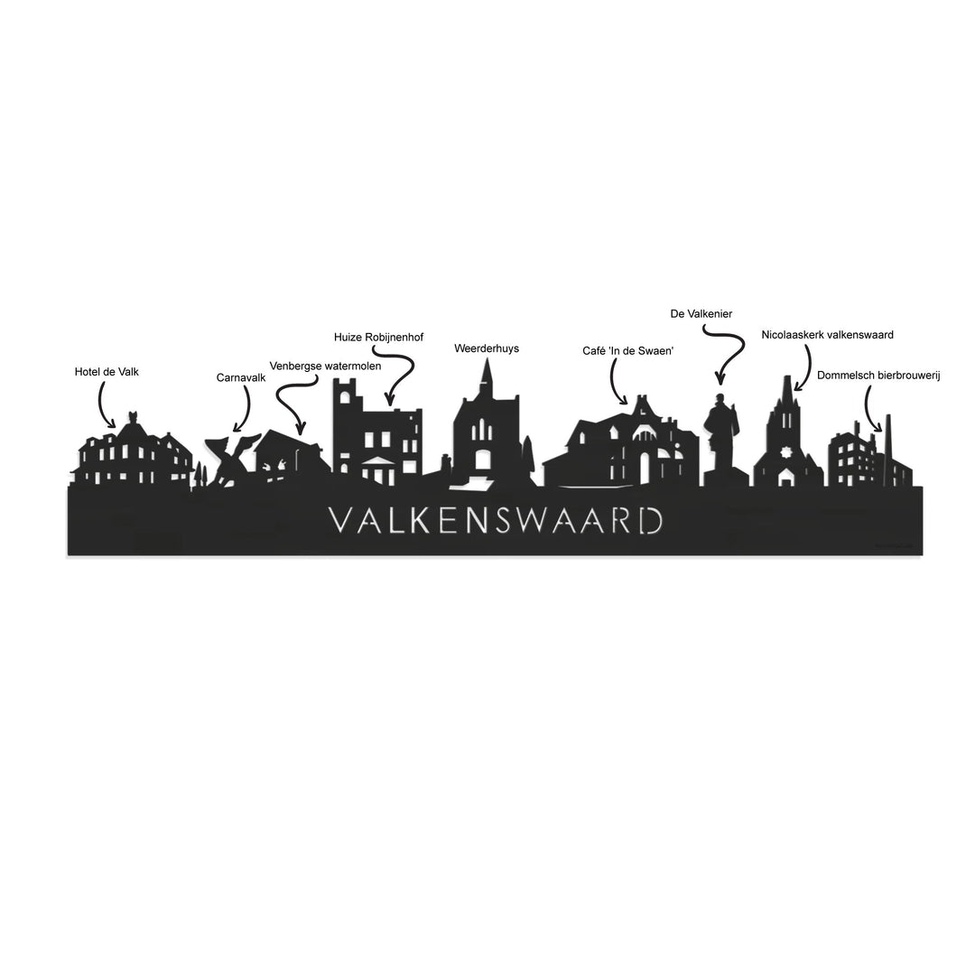 Skyline Klok Rond Valkenswaard Eiken houten cadeau decoratie relatiegeschenk van WoodWideCities