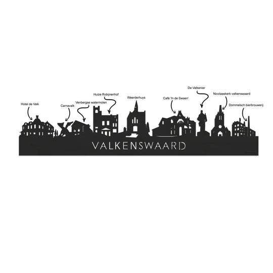 Skyline Klok Rond Valkenswaard Metallic Goud gerecycled kunststof cadeau decoratie relatiegeschenk van WoodWideCities