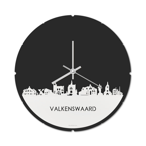 Skyline Klok Rond Valkenswaard Wit glanzend gerecycled kunststof cadeau decoratie relatiegeschenk van WoodWideCities