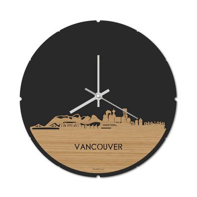 Skyline Clock Round Vancouver Bamboo