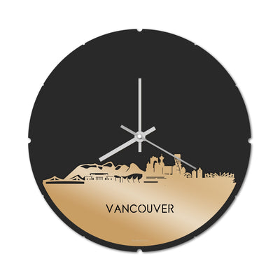 Skyline Clock Round Vancouver Gold Metallic