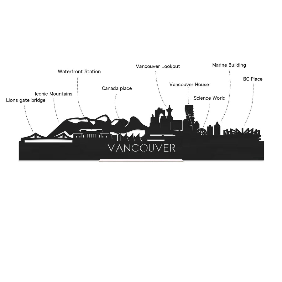 Skyline Klok Rond Vancouver Palissander houten cadeau decoratie relatiegeschenk van WoodWideCities