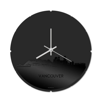 Skyline Clock Round Vancouver Black Glossy