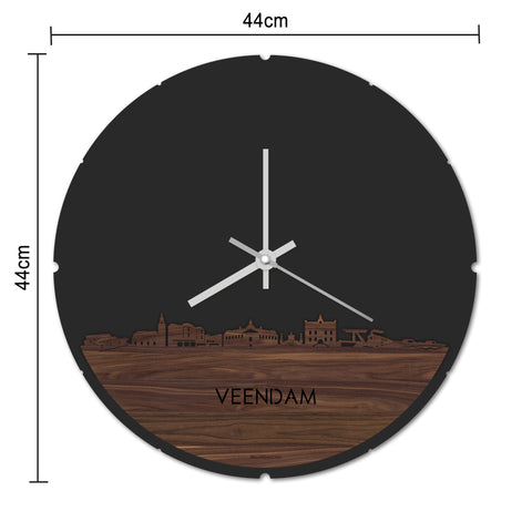 Skyline Klok Rond Veendam Metallic Goud gerecycled kunststof cadeau decoratie relatiegeschenk van WoodWideCities
