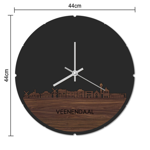Skyline Klok Rond Veenendaal Palissander houten cadeau decoratie relatiegeschenk van WoodWideCities
