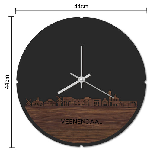 Skyline Klok Rond Veenendaal Palissander houten cadeau decoratie relatiegeschenk van WoodWideCities