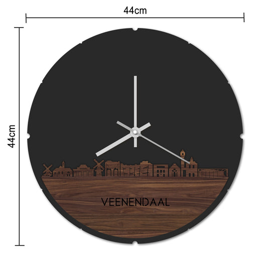 Skyline Klok Rond Veenendaal Wit glanzend gerecycled kunststof cadeau decoratie relatiegeschenk van WoodWideCities