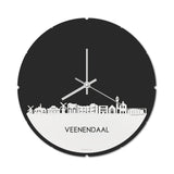 Skyline Klok Rond Veenendaal Wit glanzend gerecycled kunststof cadeau decoratie relatiegeschenk van WoodWideCities