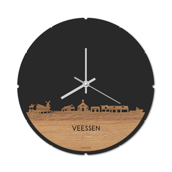 Skyline Klok Veessen Eiken houten cadeau decoratie relatiegeschenk van WoodWideCities