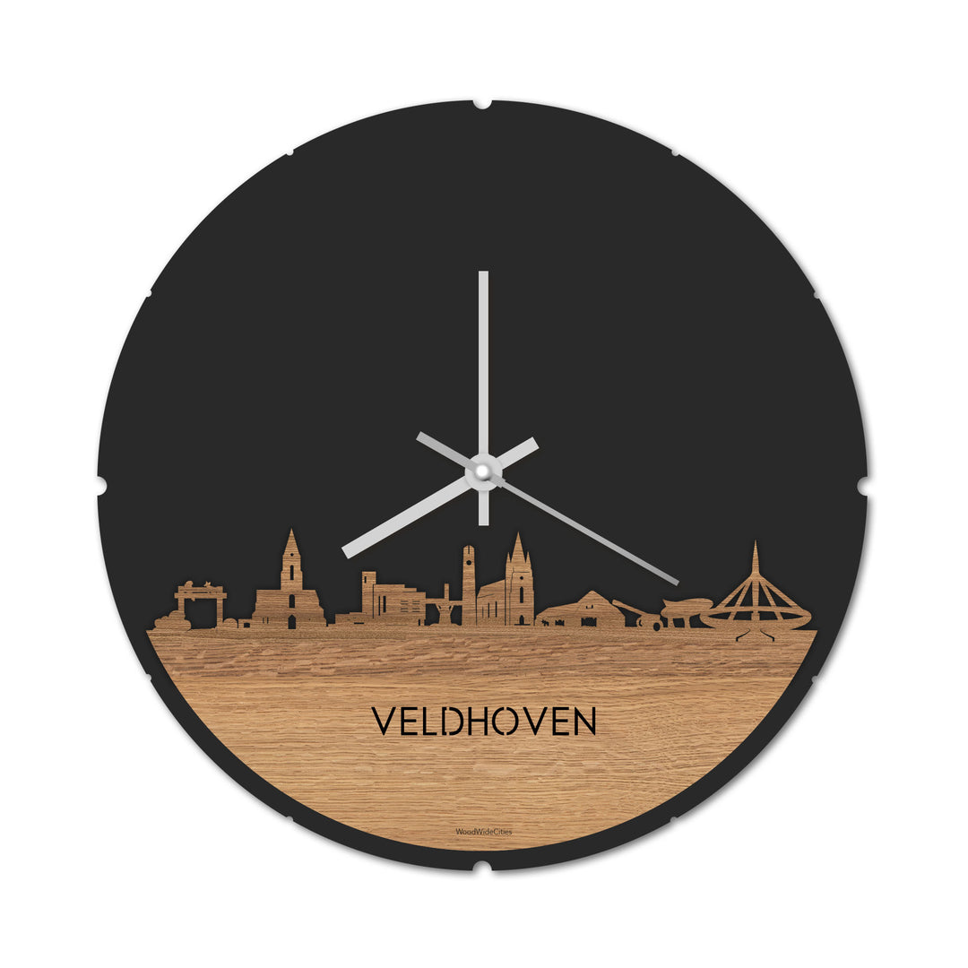 Skyline Klok Veldhoven Eiken houten cadeau decoratie relatiegeschenk van WoodWideCities