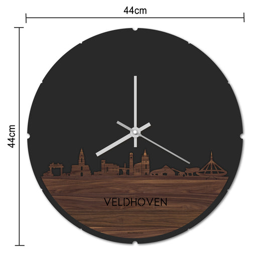 Skyline Klok Rond Veldhoven Metallic Goud gerecycled kunststof cadeau decoratie relatiegeschenk van WoodWideCities