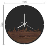 Skyline Klok Rond Veldhoven Noten houten cadeau decoratie relatiegeschenk van WoodWideCities