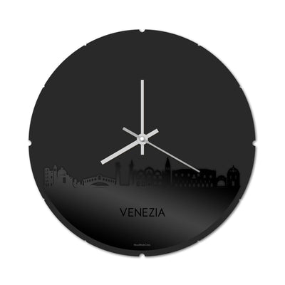 Skyline Clock Round Venezia Black Glossy