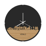 Skyline Klok Rond Venlo Bamboe houten cadeau decoratie relatiegeschenk van WoodWideCities
