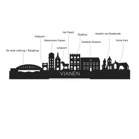 Skyline Klok Rond Vianen Eiken houten cadeau decoratie relatiegeschenk van WoodWideCities
