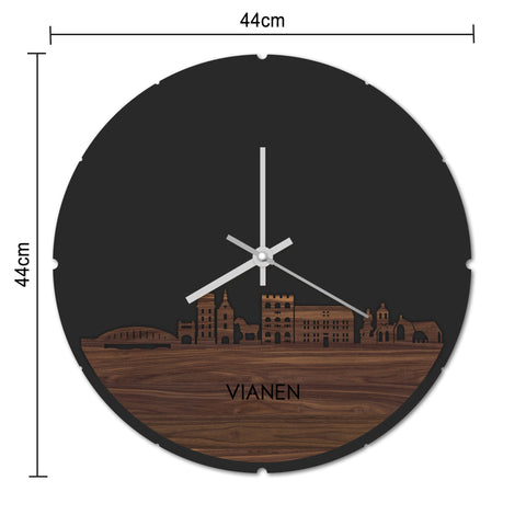Skyline Klok Rond Vianen Eiken houten cadeau decoratie relatiegeschenk van WoodWideCities