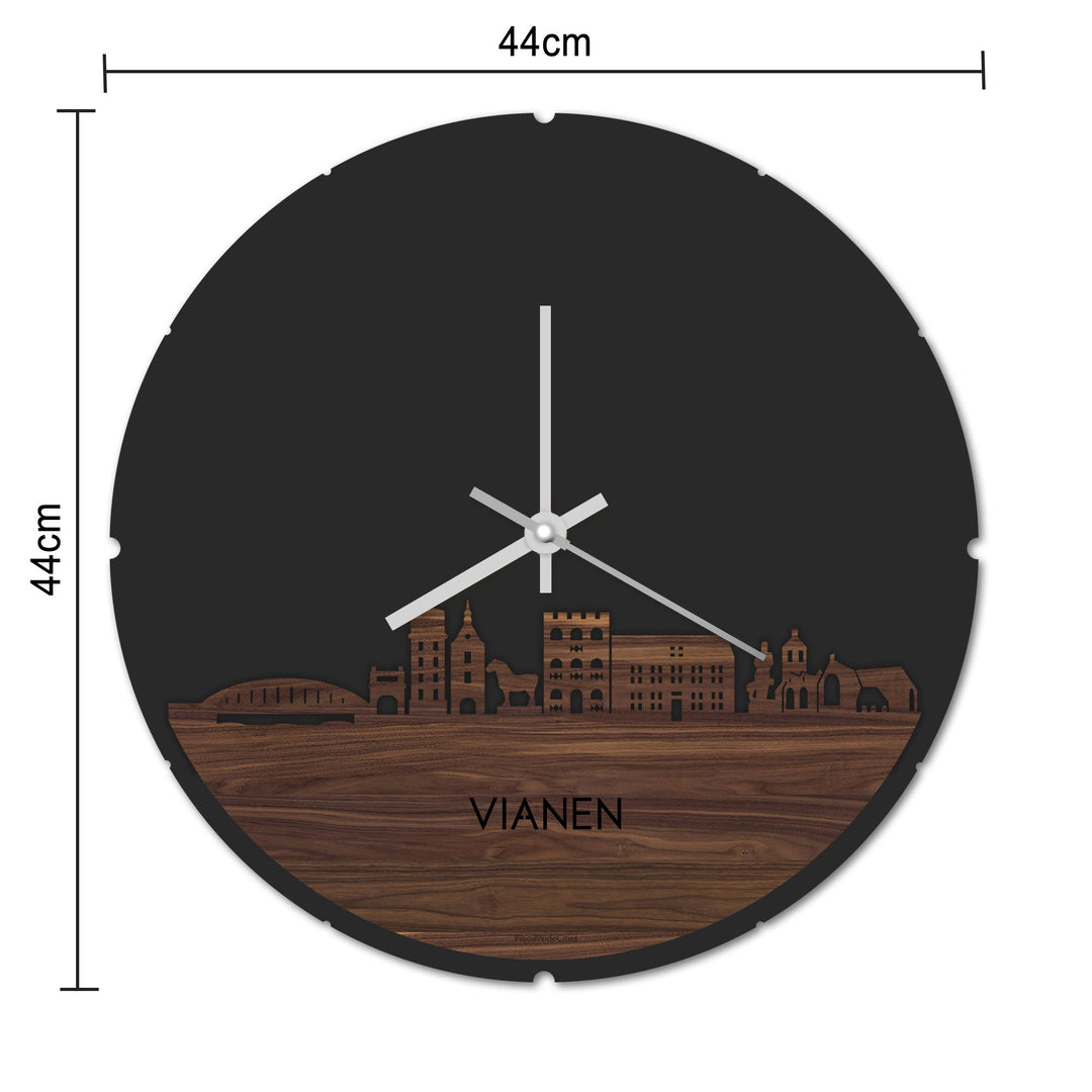 Skyline Klok Rond Vianen Eiken houten cadeau decoratie relatiegeschenk van WoodWideCities