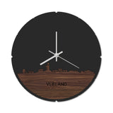 Skyline Klok Rond Vlieland Noten houten cadeau decoratie relatiegeschenk van WoodWideCities