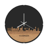 Skyline Klok Rond Vlissingen Eiken houten cadeau decoratie relatiegeschenk van WoodWideCities