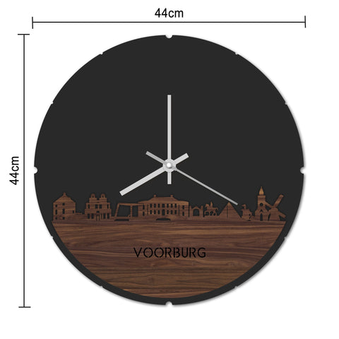 Skyline Klok Rond Voorburg Bamboe houten cadeau decoratie relatiegeschenk van WoodWideCities