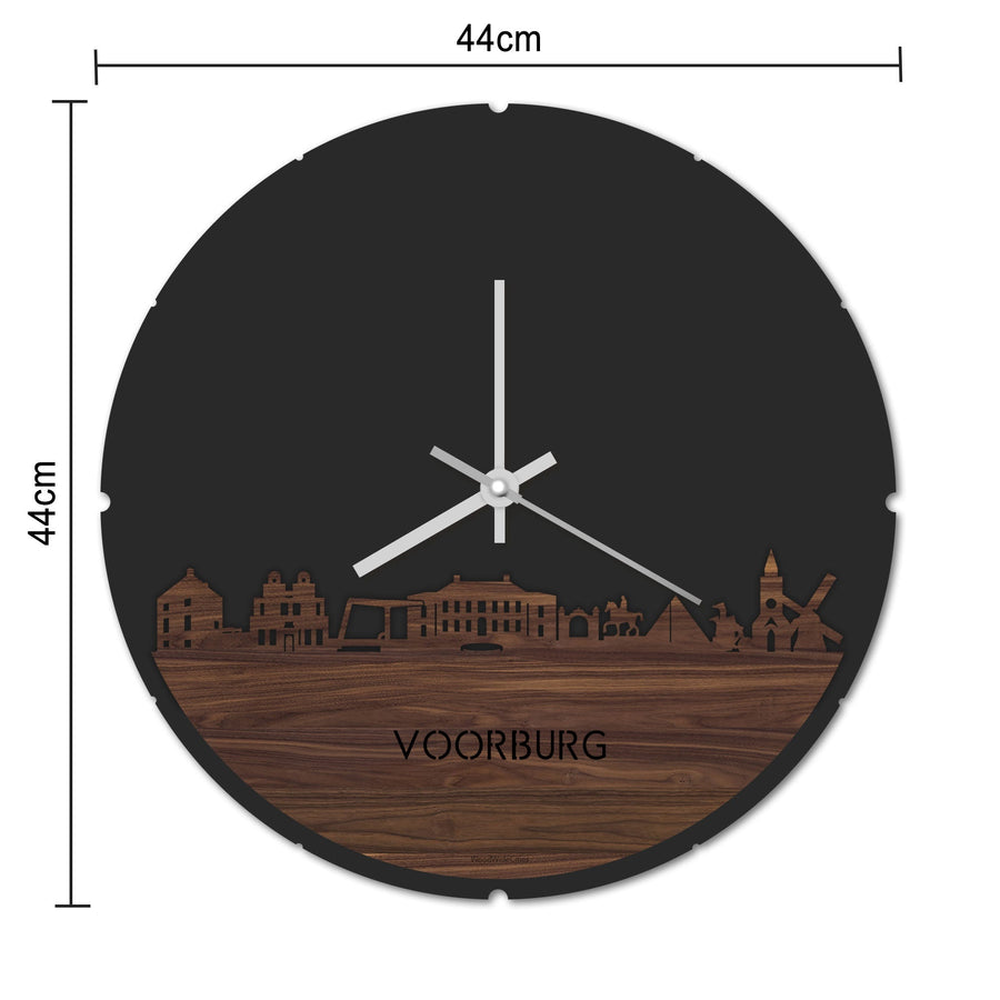 Skyline Klok Rond Voorburg Metallic Goud gerecycled kunststof cadeau decoratie relatiegeschenk van WoodWideCities
