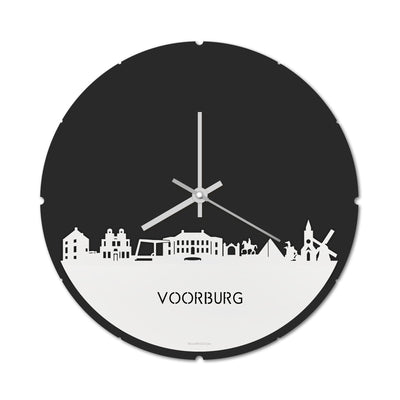 Skyline Klok Rond Voorburg Wit Glanzend