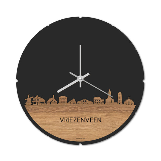 Skyline Klok Vriezenveen Eiken houten cadeau decoratie relatiegeschenk van WoodWideCities
