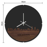 Skyline Klok Rond Vriezenveen Palissander houten cadeau decoratie relatiegeschenk van WoodWideCities