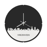 Skyline Klok Rond Vriezenveen Wit Glanzend
