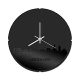 Skyline Klok Rond Vriezenveen Zwart Glanzend