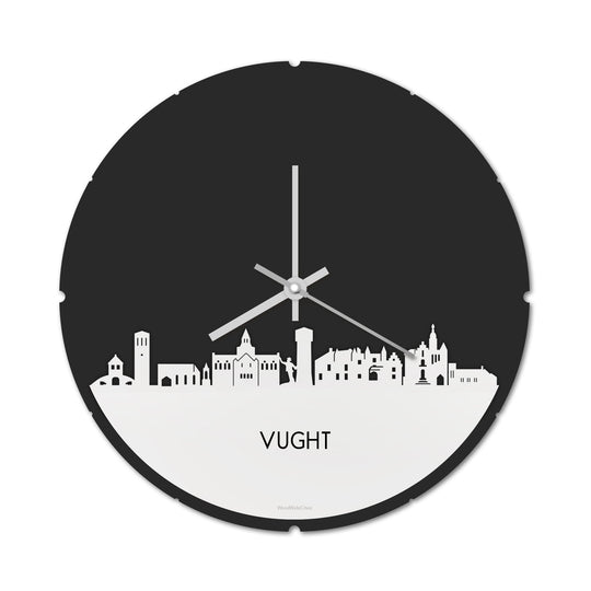 Skyline Klok Rond Vught Wit glanzend gerecycled kunststof cadeau decoratie relatiegeschenk van WoodWideCities