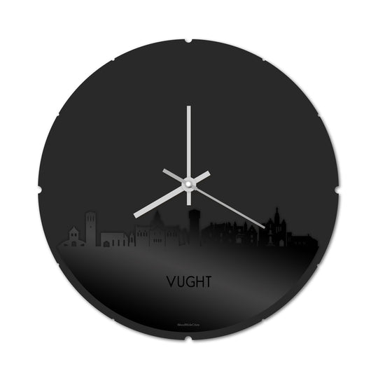 Skyline Klok Rond Vught Zwart glanzend gerecycled kunststof cadeau decoratie relatiegeschenk van WoodWideCities