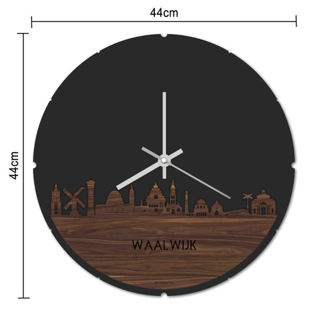 Skyline Klok Rond Waalwijk Bamboe houten cadeau decoratie relatiegeschenk van WoodWideCities
